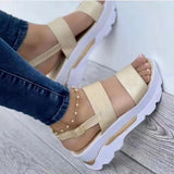 Breakj New Word With Thick Bottom Slope And Ladies Sandals Casual Buckle
