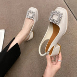 Sandals Mary Jane Shallow Mouth Comfort Shoes for Women Summer Heels Med Pointed Girls High Spring Retro Medium