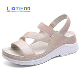 Summer Women's Sandals 2021 New Designer Ladies Genuine Leather White Silver Pink Platform Sandal For Women flip