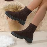 Breakj Plus Size Fashion Boots Women's New Elastic Fly Thick Socks Boots Casual Low Martin