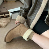 Breakj Boots Women Winter New Sen Series Retro Plus Velvet Cotton Shoes Flat Hair Short Boots