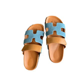 Breakj 2025 Summer Thick-Bottomed Cool Slippers A Word Magic Sticker Outside Wearing Casual Women's