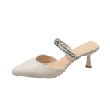 Breakj Sandals Women Wear Two Slippers Summer Outside Wearing Pointed Thin Heel Water Drill After The Empty Single Shoes Women 2025