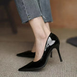 Breakj High-Heeled Women 2025 New Small Fragrant Temperament Tips Inside The Height Of High-Soled Shoes Patent Leather Single