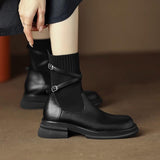 Breakj Women's New 2024 New Fall Brown Thick Heel Boots Women's Socks Boots Thin Boots British Style Small Short Boots Women's
