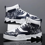 Flower National Tide High-Top Thick Soles Shoes Men's Spring 2024 New Fashion Sports And Leisure Shoes For