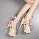 Breakj Model Shoes Fine Heel Sexy Black Waterproof Table 13Cm15cm Hate Sky High Heel Sandals Female