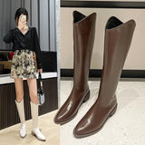 Knee Boots Women's 2024 New British Pointed V Mouth Western Cowboy Boots Thick Heels Show Thin Knight Boots In
