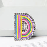 Jewelry 26 English DIY Name Letters Alphabet Rainbow Embroidery with Pin Ouch Beeding Womens Brooches Patches