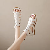 Women's Sandals Summer Elegant Woman Shoes with Low Heels Flats Casual Gladiator White Fish Toe with Free Shipping Best