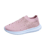 Vulcanized Shoes Sneakers Women Knit Loafer Bling Tenis Feminino Slip on Female Flat Crystal Casual Shoes zapatillas
