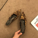 Breakj Female Low-Heeling Point 2025 New French Temperament Fine And Leopard-Print Lazy Light-Mouthed Cold