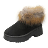 Breakj Foot Pedal Winter New Female Fur Integrated Snow Boots Coarse And Velvet Thick To Keep Warm Short