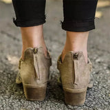 Footwear Autumn Leopard Canvas Shallow Ankle Boots 2020 Casual Ladies Zip Mid Heels Pointed Toe Female Woman Flats