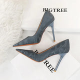 Breakj Retro High Heel Shallow Pointed Thin Heel Super High Heel Sexy Nightclub Women's Shoes High Heels Single