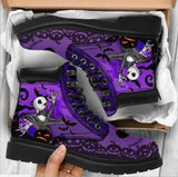 Boots Women's Autumn and Winter New2021British Fashion Women's Tooling Boots Skull and Flower Print High-top Boots