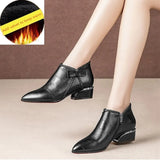 Boots Women Platform Lace Up Buckle Shoes Thick Heel Pointed Winter Warm Short Boot Casual Gingham Boot Plus Size
