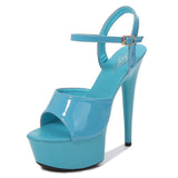Breakj Artifact Model High Heels Thin Heel Sexy Black Waterproof Table 15Cm Hate Day Superb High Heel Sandals Female
