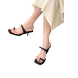 Breakj Summer New Fashion Korean Version Bow Set Toe High Heel Slipper Thin Sandals Women's