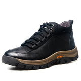 Warm Men's Snow Boots Leather Men's Ankle Boots Plush Men's Winter Boots Soft Sole Comfortable Men's Outdoor Hiking