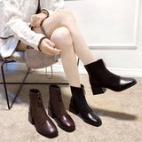 Breakj Boots Women's 2025 Autumn British Style And Middle And Thin Boots Retro Short Boots Before The Zipper Boots Children