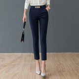 Pencil Pants 2020 Office Lady Fashion Work Wear Trousers Business Ladies Korean Style Female Black Navy blue White