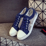 Women Lace-up Canvas Flats Woman Lace Vulcanized Female Summer Casual Breathable Sneakers Ladies Fashion Shoes