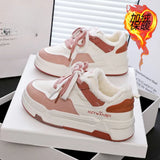 Breakj Winter Plus Velvet New Korean Version Of In Small White Shoes Female Students Warm Sneakers Casual Thick-Soled High-Heeled