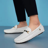 Loafers Men Luxury Fashion Driving Flats Black White Slip-on Shoes Minimalist Style Casual Leather Shoes Men Shoes Size