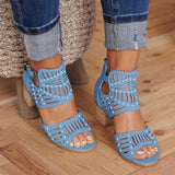 Hollow Out Sandals Mid Heel Summer Ladies Shoes Artificial Open Toe Casual Wedding Pumps Women Sandalias Casual