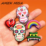 Sale 1pcs Shoe Charm Decorations Delicate Heart Skull Shoe Accessories Original Sandal Buckles fit Bracelet Croc JIBZ