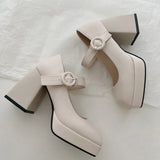 Heels Women's Thick Heels Spring New Girl Mary Jane Fashion Retro British Style All-match Height-increasing