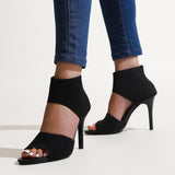 Fabric High Heel Fish Mouth Sandals Female Leopard Tip-Tip Exposed Sexy Large Fashion