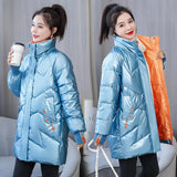 2021 New Long Parkas Fashion Warm Winter Jackets For Women Casual Gloosy Parka Winter Coat Female Padded