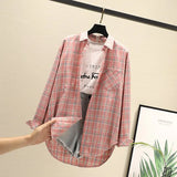 Blouses Shirts Tunic Womens Tops 2020 Long Sleeve Clothing Button Up Down Plaid New Fashion Autumn Turn-down Collar