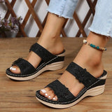 Breakj 2025 Summer New Retro Leisure Flowers High Heel Women's Shoes And