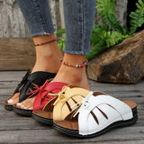 Breakj Thick Bottom Hollow Slippers Female Large Size Leisure One Foot Pedal Seam Bow