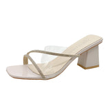 Breakj New Women's Coarse And Slippers Korean Version Of Simple Fashion Transparent Cool Slippers Outside The Square Half