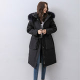 Winter Artificial Fur Hooded Long Jacket 90% White Duck Down Coat Big Pocket Parkas Loose Warm Jackets Yellow Snow