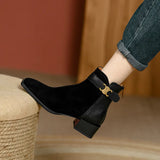 Vintage Thick Brown Boots 2024 Winter New Style Martin Boots Square Head Rear Zipper And Ankle