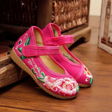 Breakj Shoe Box Girls Embroidered Cloth Shoes, Flat Single Shoes, Children's