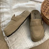 Celebrity Anti-Skid Heightened Thick-Soled Baotou Slippers Women Wear 2024 New Retro Bocken Shoes In