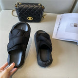New Summer Women's Sandals Stitching Surface Buckle Thick Bottom Sports Harajuku Style Beach Flat Casual Shoes