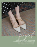 Pointed Toe Thick Heel Sandals Personality Rivet Female Shoes Slip-on Casual Shoes Women Summer New Sandals Women's
