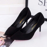 Breakj Shoes Light-Mouthed Sharp Single Shoes Fine Heel Velvet Large-Size High Heels Women's
