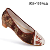 Breakj Women's Shoes Printed Embroidered Cloth Shoes Women's Single Shoes Hanfu Shoes National Style Satin New Collocation Cheongsam National Style Retro Embroidered