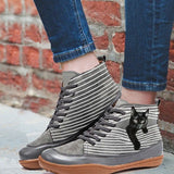 Size Short Boots Women's 2022 New Flat-bottomed High-top Printed Cross-strap Cute Cat Ankle Boots туфли на высоких