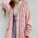 Women Striped Jacquard Cardigans Sweater Autumn 2021 Oversize Loose Streetwear Korean Fashion Button Pockets