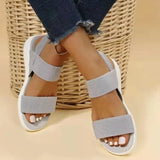 Breakj Summer Large Women's Shoes Casual Tight Belt After Tripping Polyurethane Flat Bottom Roman Sandals