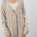 Women Striped Jacquard Cardigans Sweater Autumn 2021 Oversize Loose Streetwear Korean Fashion Button Pockets